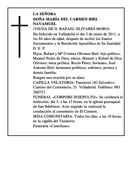Doña María del Carmen Biel Navamuel