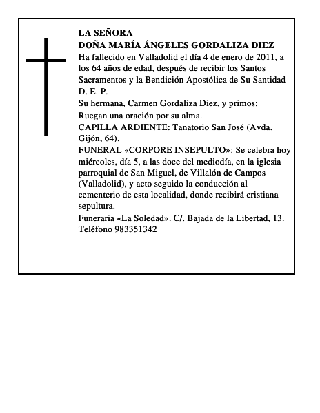 Doña María Ángeles Gordaliza Diez