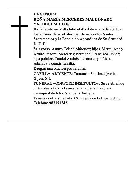 Doña María Mercedes Maldonado Valdeolmillos