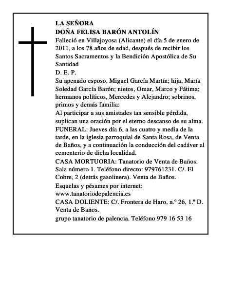 Doña Felisa Barón Antolín