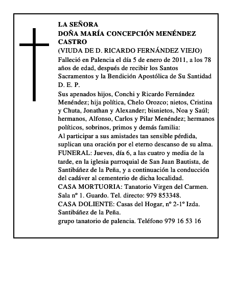 Doña María Concepción Menéndez Castro