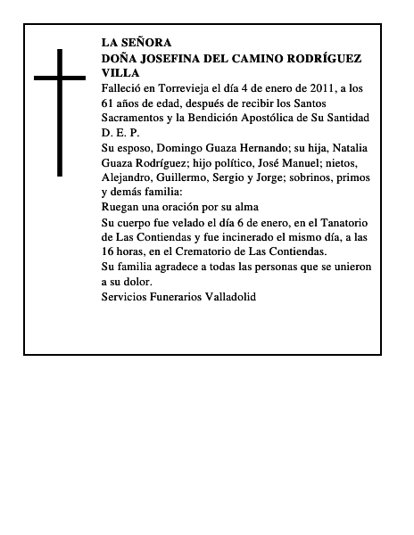 Doña Josefina del Camino Rodríguez Villa