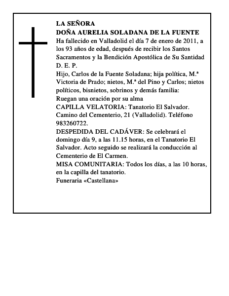 Doña Aurelia Soladana de la Fuente