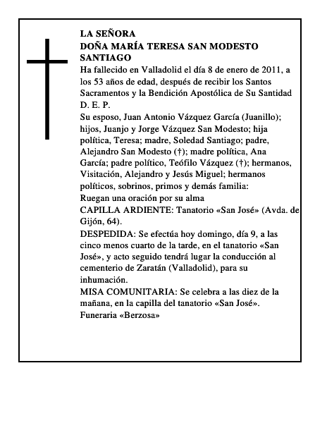 Doña María Teresa San Modesto Santiago