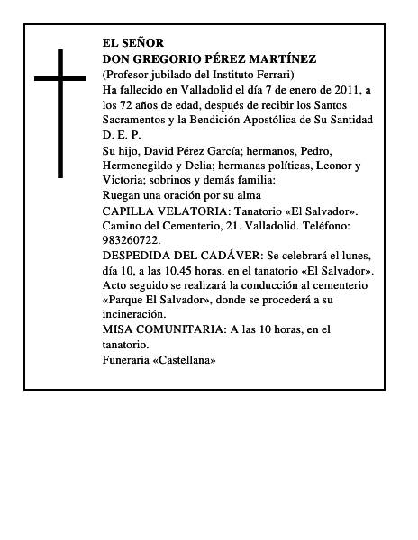 Don Gregorio Pérez Martínez