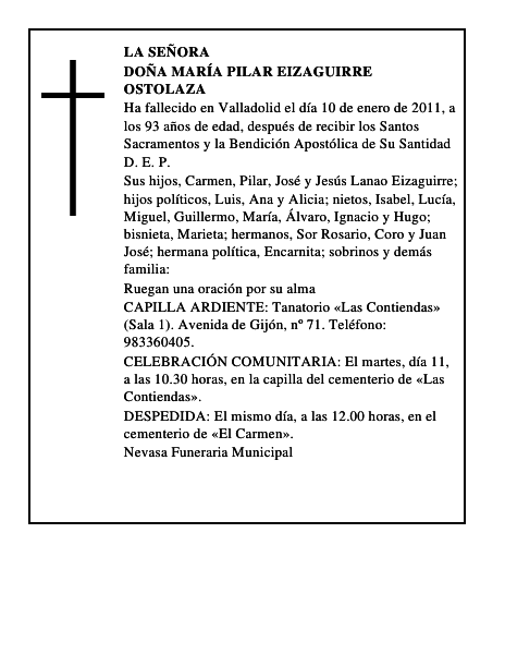 Doña María Pilar Eizaguirre Ostolaza