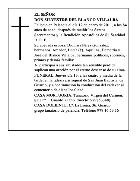 Don Silvestre del Blanco Villalba