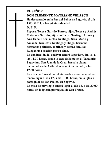 Don Clemente Matesanz Velasco