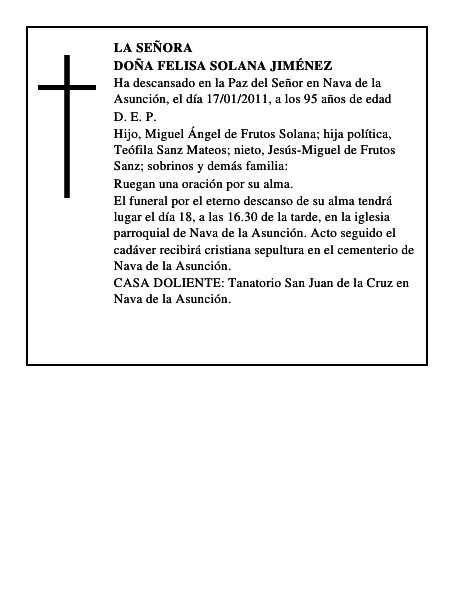Doña Felisa Solana Jiménez
