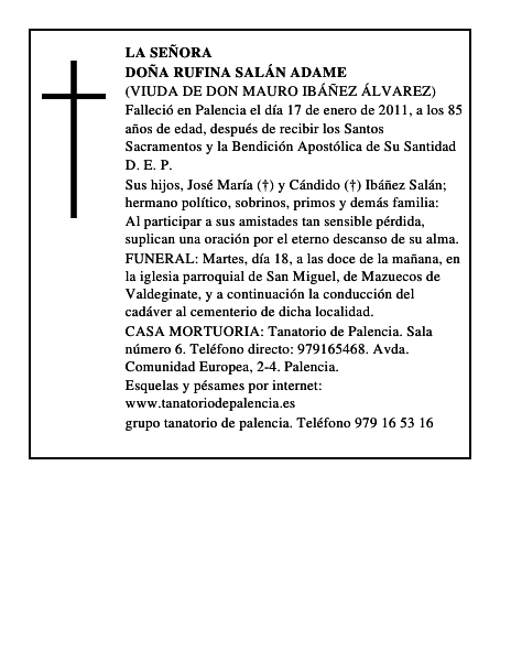 Doña Rufina Salán Adame
