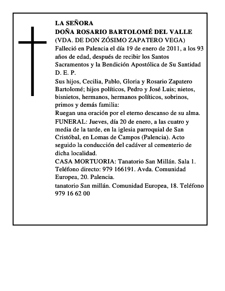 Doña Rosario Bartolomé del Valle