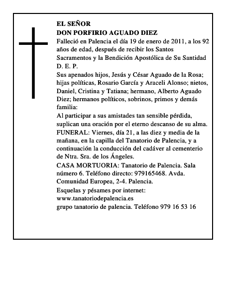 Don Porfirio Aguado Diez