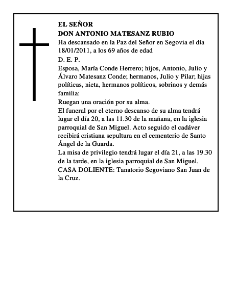 Don Antonio Matesanz Rubio