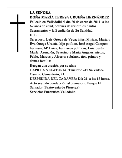 Doña María Teresa Urueña Hernández