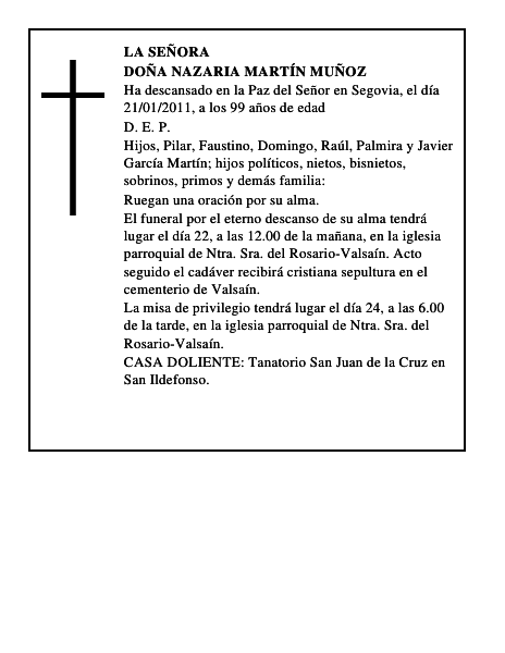 Doña Nazaria Martín Muñoz