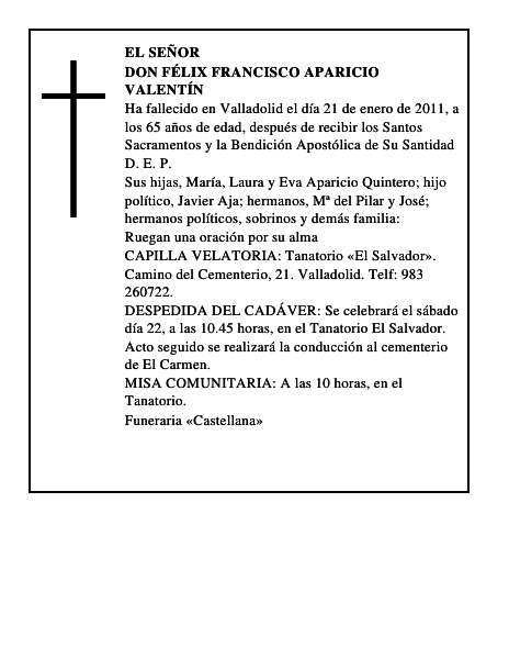 Don Félix Francisco Aparicio Valentín