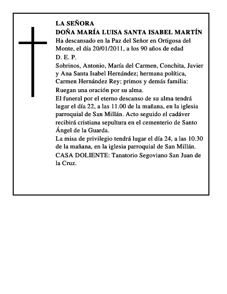 Doña María Luisa Santa Isabel Martín