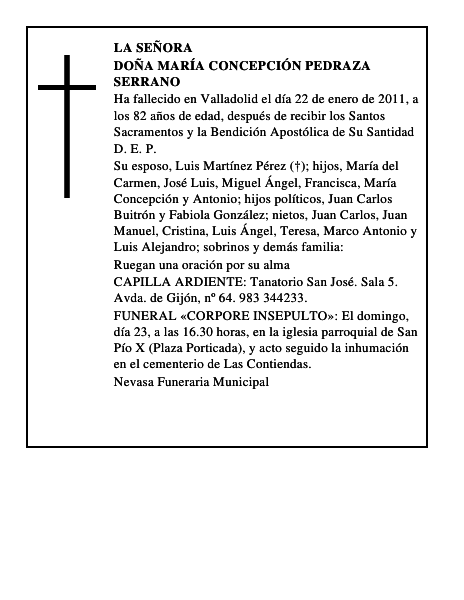 Doña María Concepción Pedraza Serrano