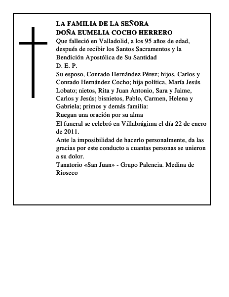 Doña Eumelia Cocho Herrero