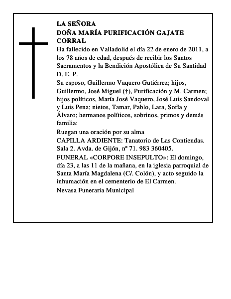 Doña María Purificación Gajate Corral