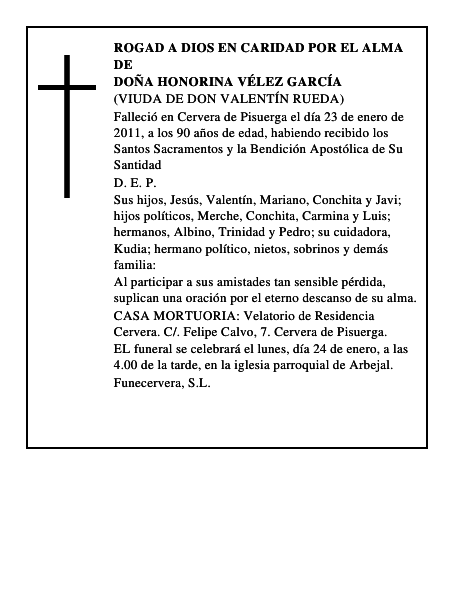 Doña Honorina Vélez García