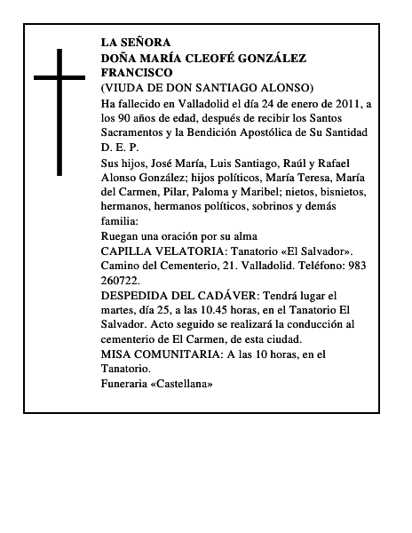 Doña María Cleofé González Francisco