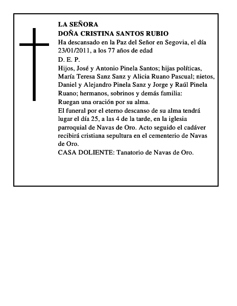 Doña Cristina Santos Rubio