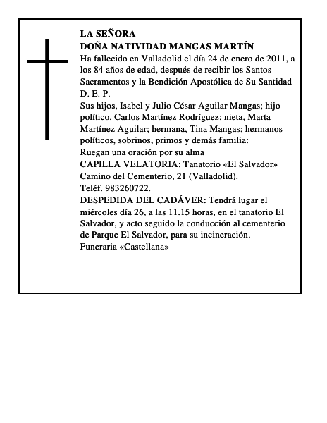 Doña Natividad Mangas Martín