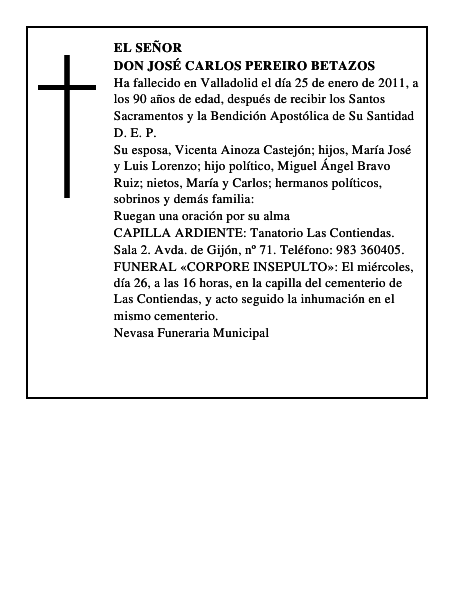 Don José Carlos Pereiro Betazos