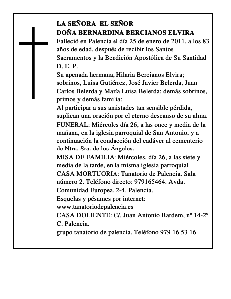 Doña Bernardina Bercianos Elvira