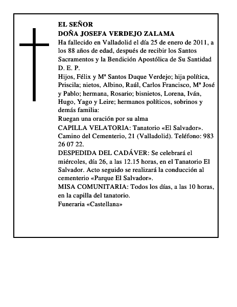 Doña Josefa Verdejo Zalama