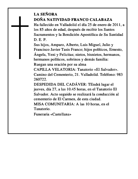 Doña Natividad Franco Calabaza