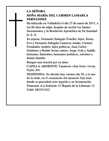 Doña María del Carmen Lamarca Fernández