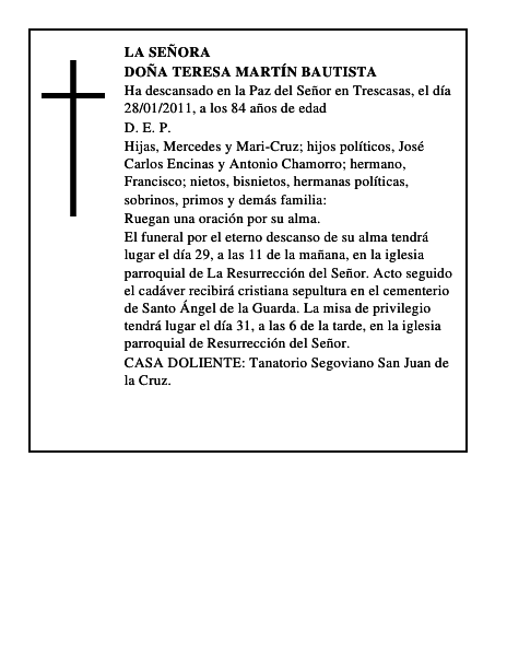 Doña Teresa Martín Bautista