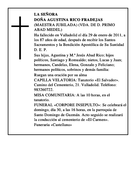 Doña Agustina Rico Fradejas