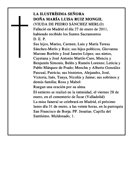 Doña María Luisa Ruiz Mongil