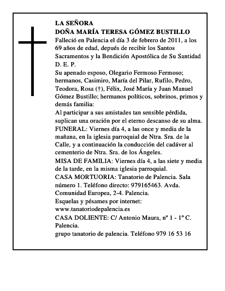 Doña María Teresa Gómez Bustillo