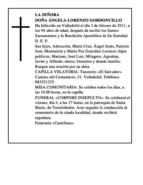 Doña Ángela Lorenzo Gordoncillo