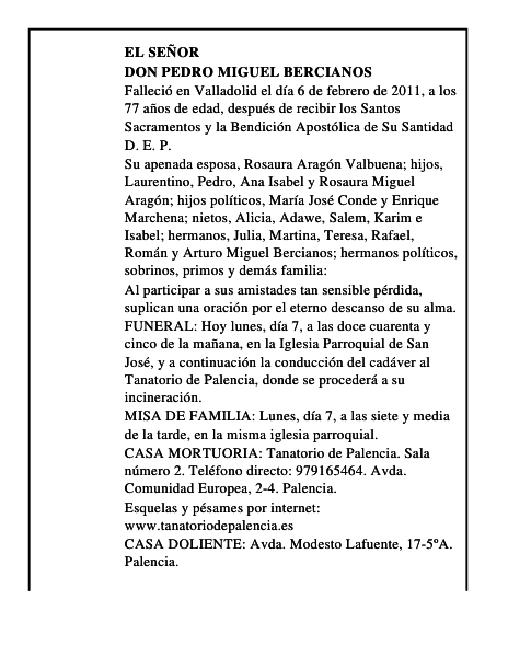 Don Pedro Miguel Bercianos