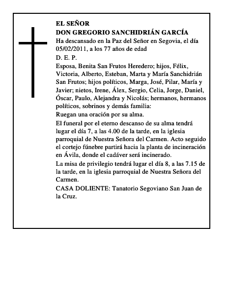 Don Gregorio Sanchidrián García