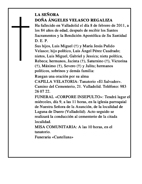 Doña Ángeles Velasco Regaliza