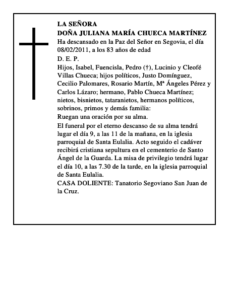 Doña Juliana María Chueca Martínez