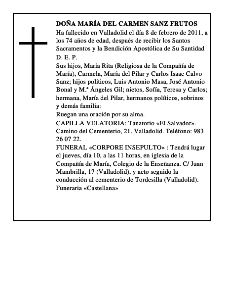 Doña María del Carmen Sanz Frutos