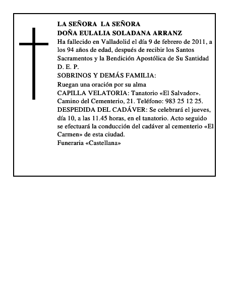 Doña Eulalia Soladana Arranz