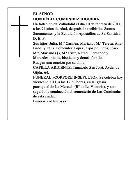 Don Félix Comendez Higuera