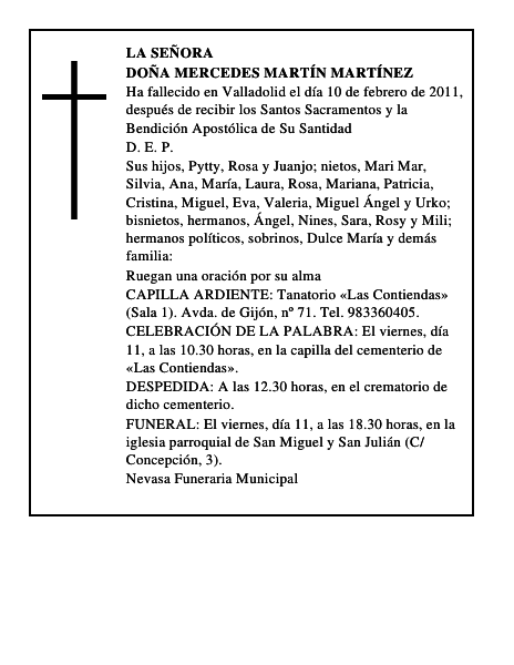 Doña Mercedes Martín Martínez