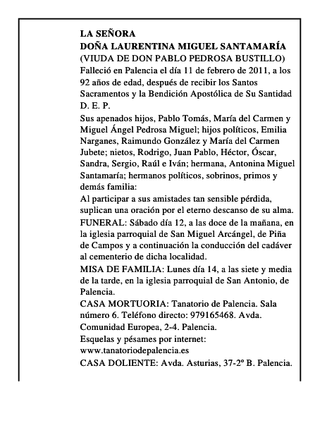 Doña Laurentina Miguel Santamaría