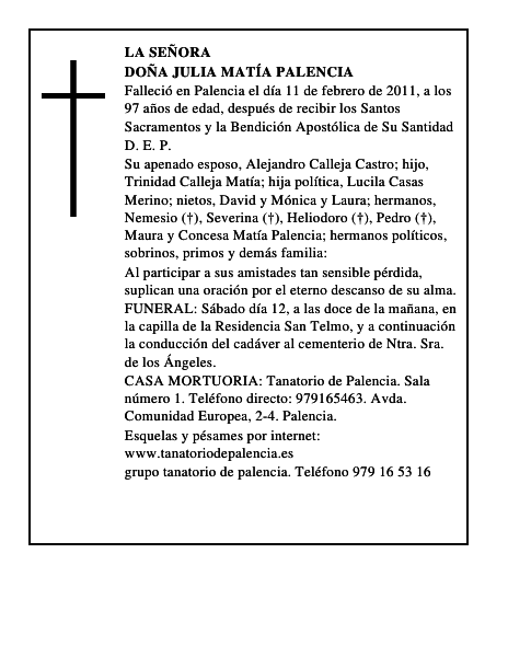 Doña Julia Matía Palencia