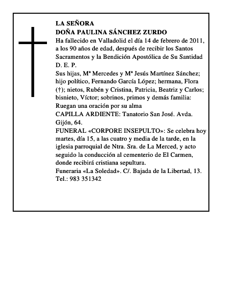 Doña Paulina Sánchez Zurdo