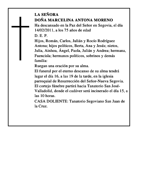 Doña Marcelina Antona Moreno